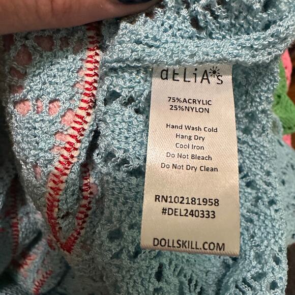 dELiA*s x Dolls Kill Daisy Dreams Crochet Patchwork Maxi Dress Y2K Small - Picture 2 of 9